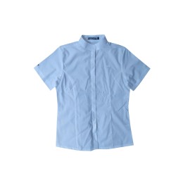 Customized Blue Ladies Uniform Shirts Short Sleeve Shirts with High Collar and Slim Waist Team Uniform Shirt Specialist Shop Eu Yan Sang R394 Customized Blue Ladies Uniform Shirts Short Sleeve Shirts with High Collar and Slim Waist Team Uniform Shirt Specialist Shop Eu Yan Sang R394